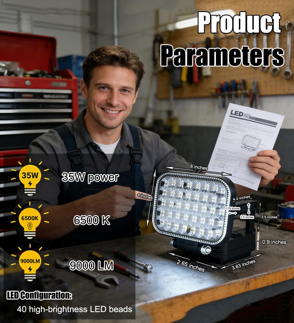 Luz trabajo LED recargable 35W IPX6 impermeable portátil
