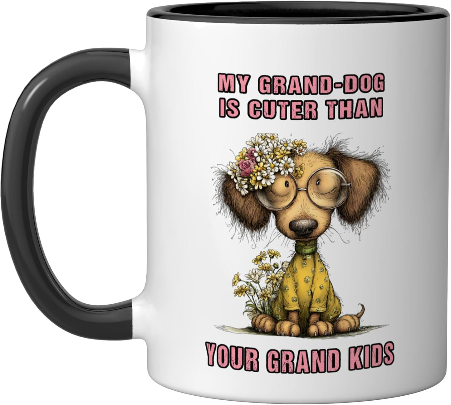 Taza de cerámica para granddog divertida negra/blanca