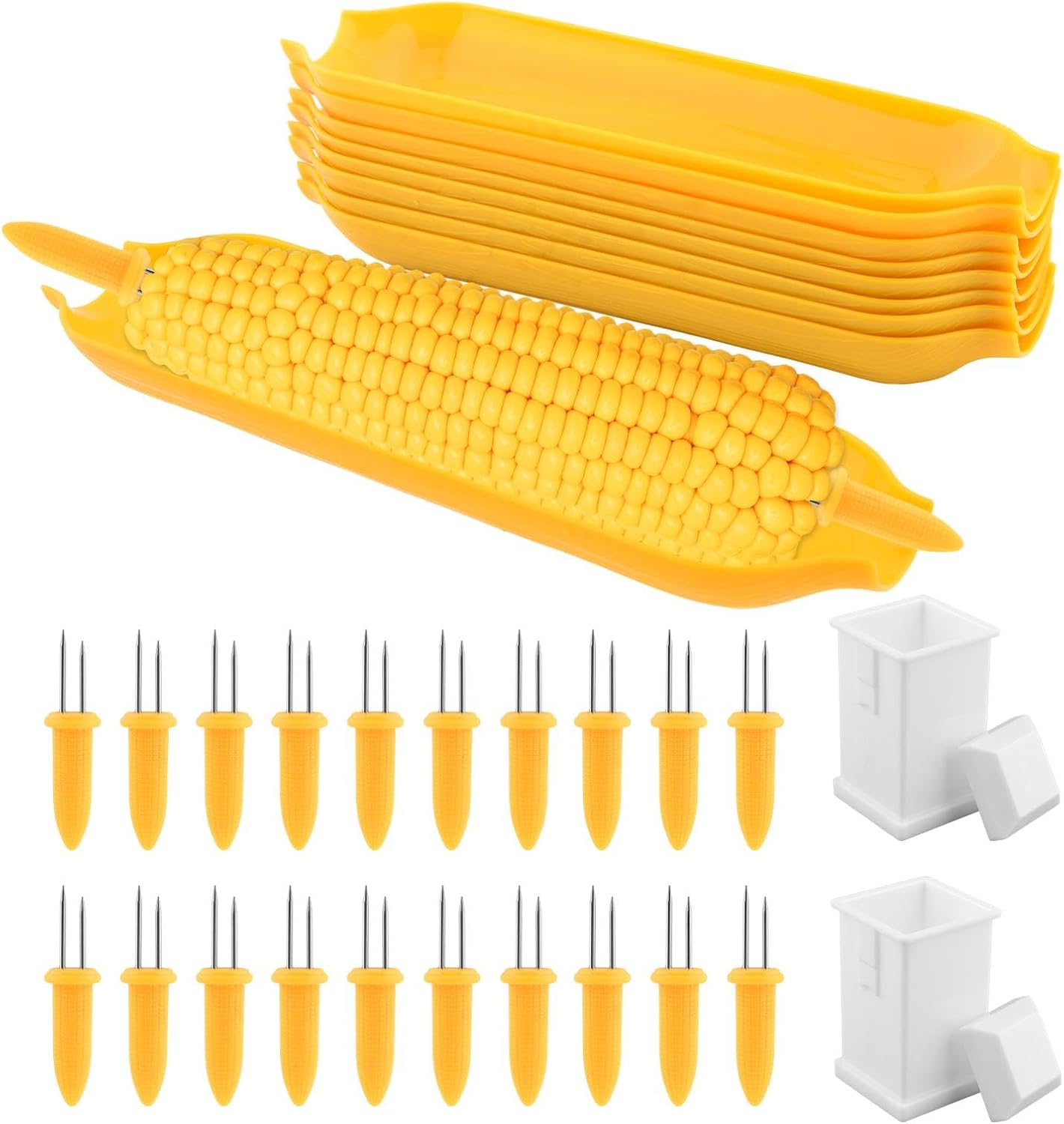 Juego de 30 soportes y platos para mazorcas de maíz acero inoxidable bandejas esparcidores