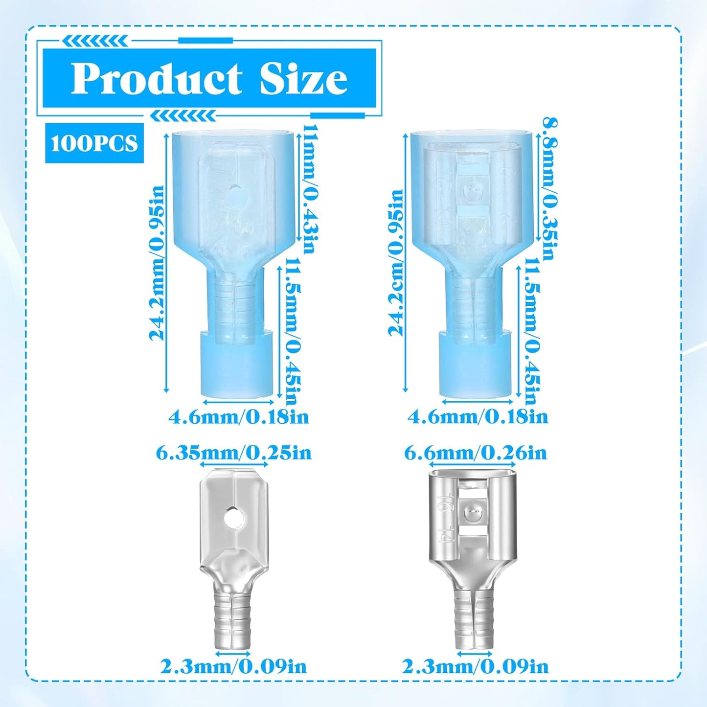 Kit conectores alambre rápido 100 uds nailon 16-14 azul