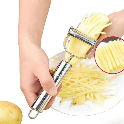 Juego de 2 peladores de cocina de doble hoja en Y de acero inoxidable