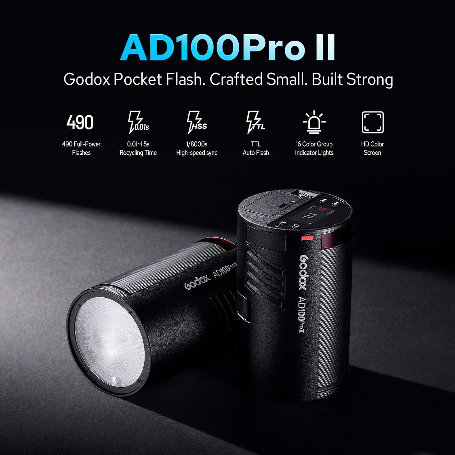 Flash estroboscópico AD100 Pro II 100Ws 2.4G TTL HSS