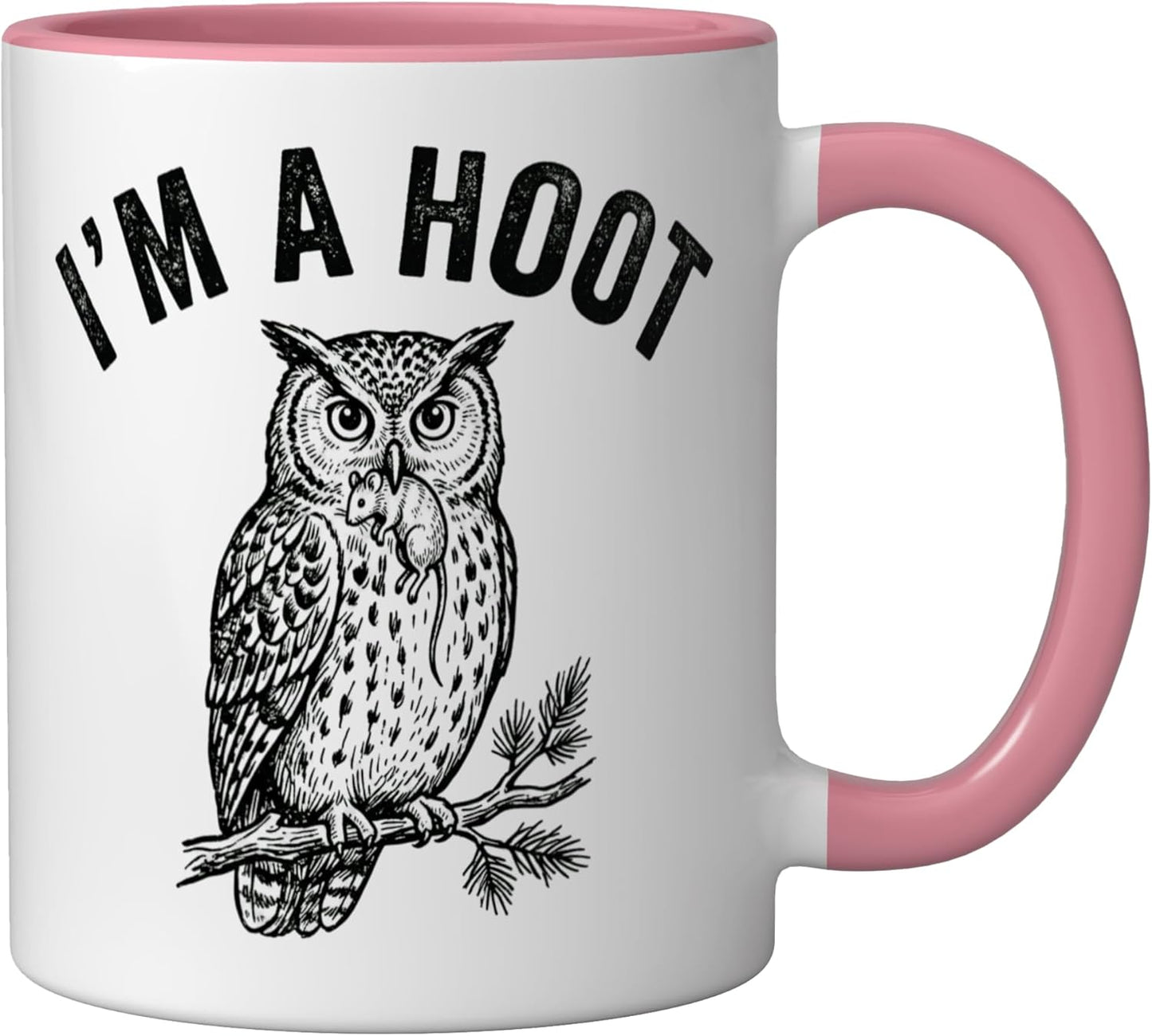 Taza Cerámica Halcón Risa con Ratón Rosa/Blanco