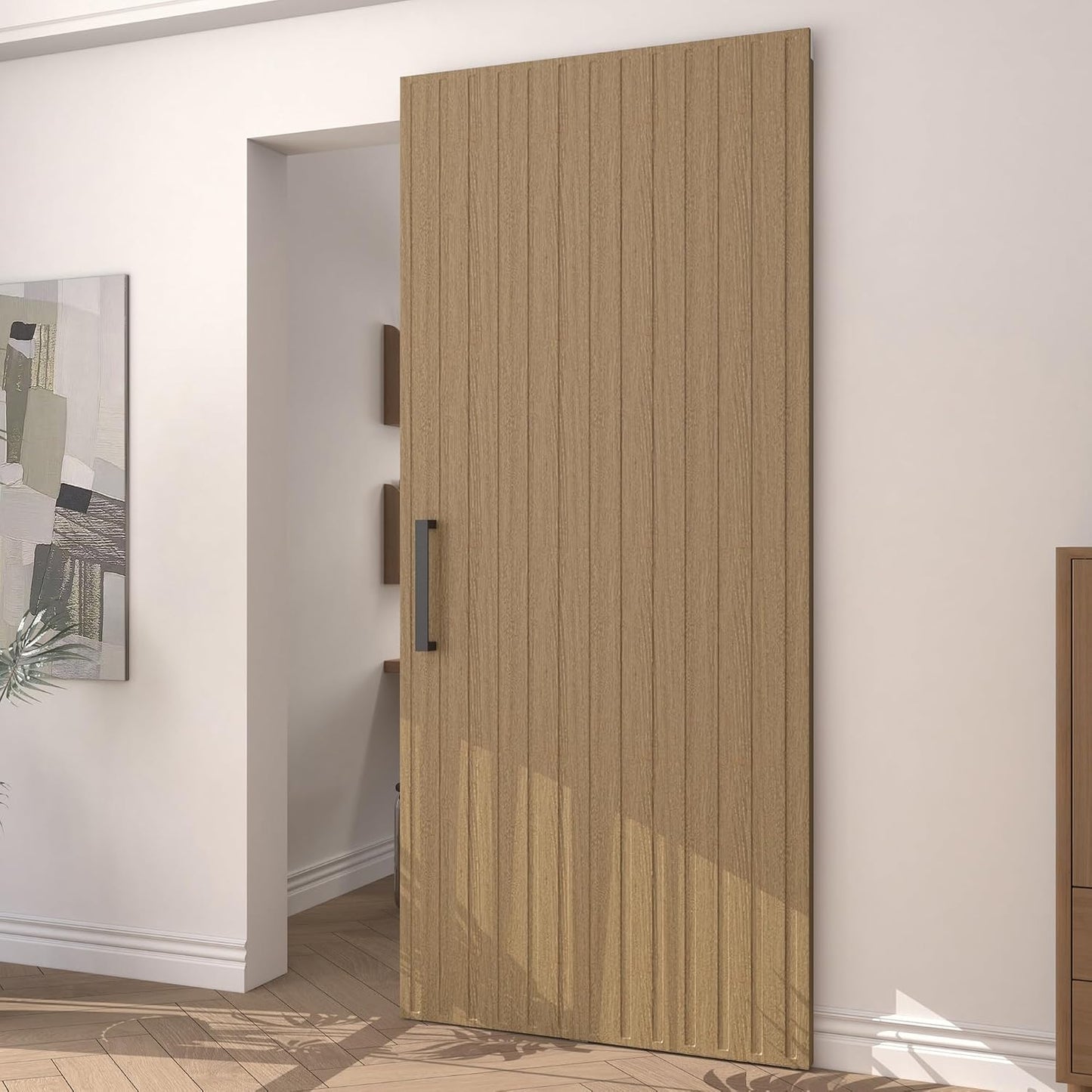 Puerta corredera granero 38x86pulg kit cierre suave marrón
