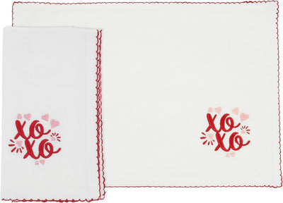Set 8 Manteles y Servilletas Bordados Rojos 13x19pulg