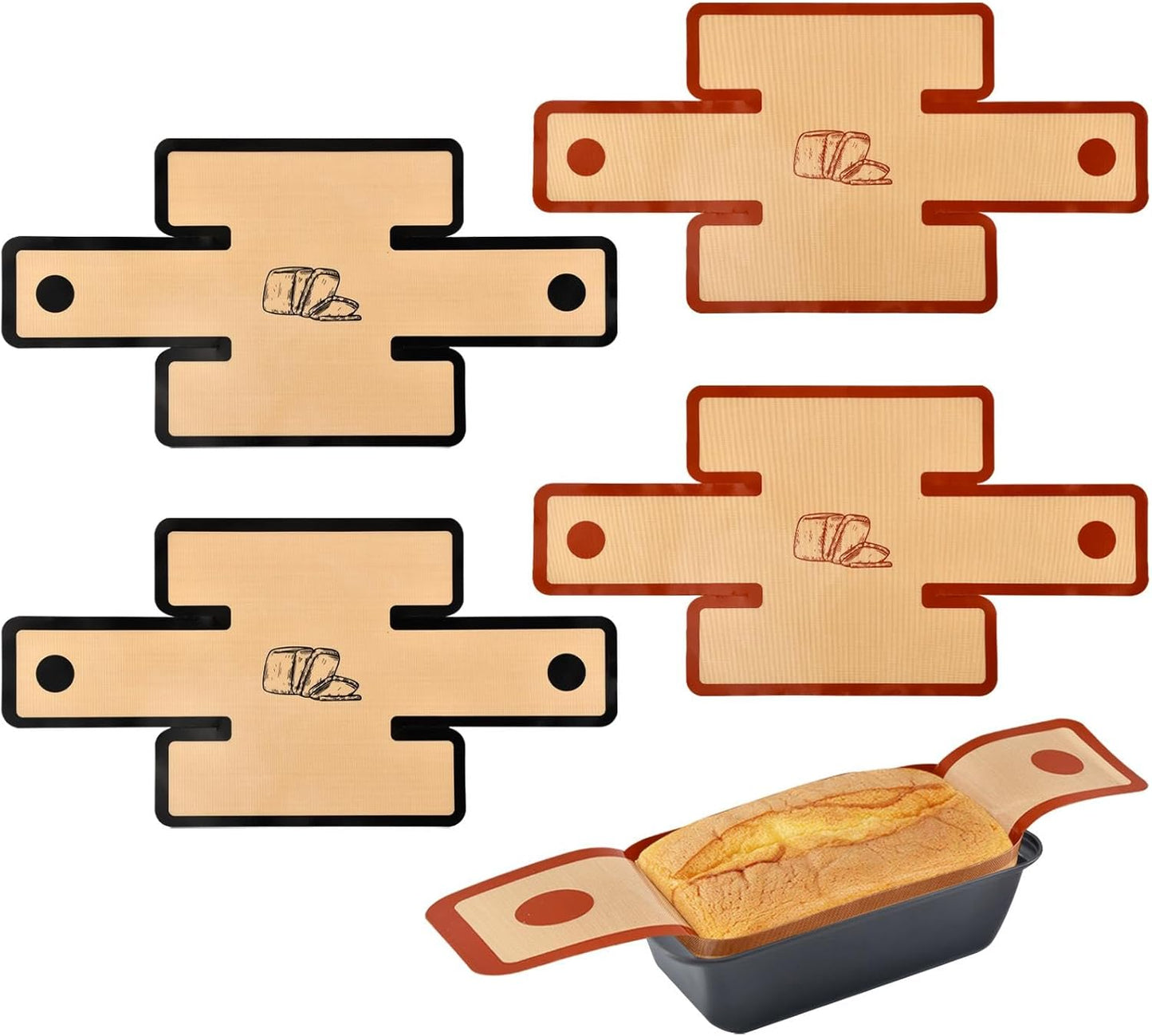 Paquete de 4 forros de silicona antiadherentes para hornear pan