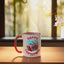 Taza cerámica navideña para acordeonista profesor de música folclórica roja/blanca