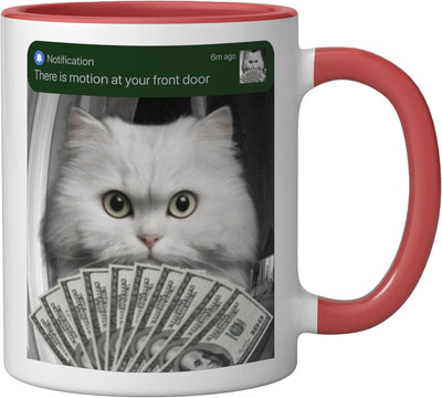 Taza Cerámica Gato Persa con Movimiento Puerta Rojo/Blanco