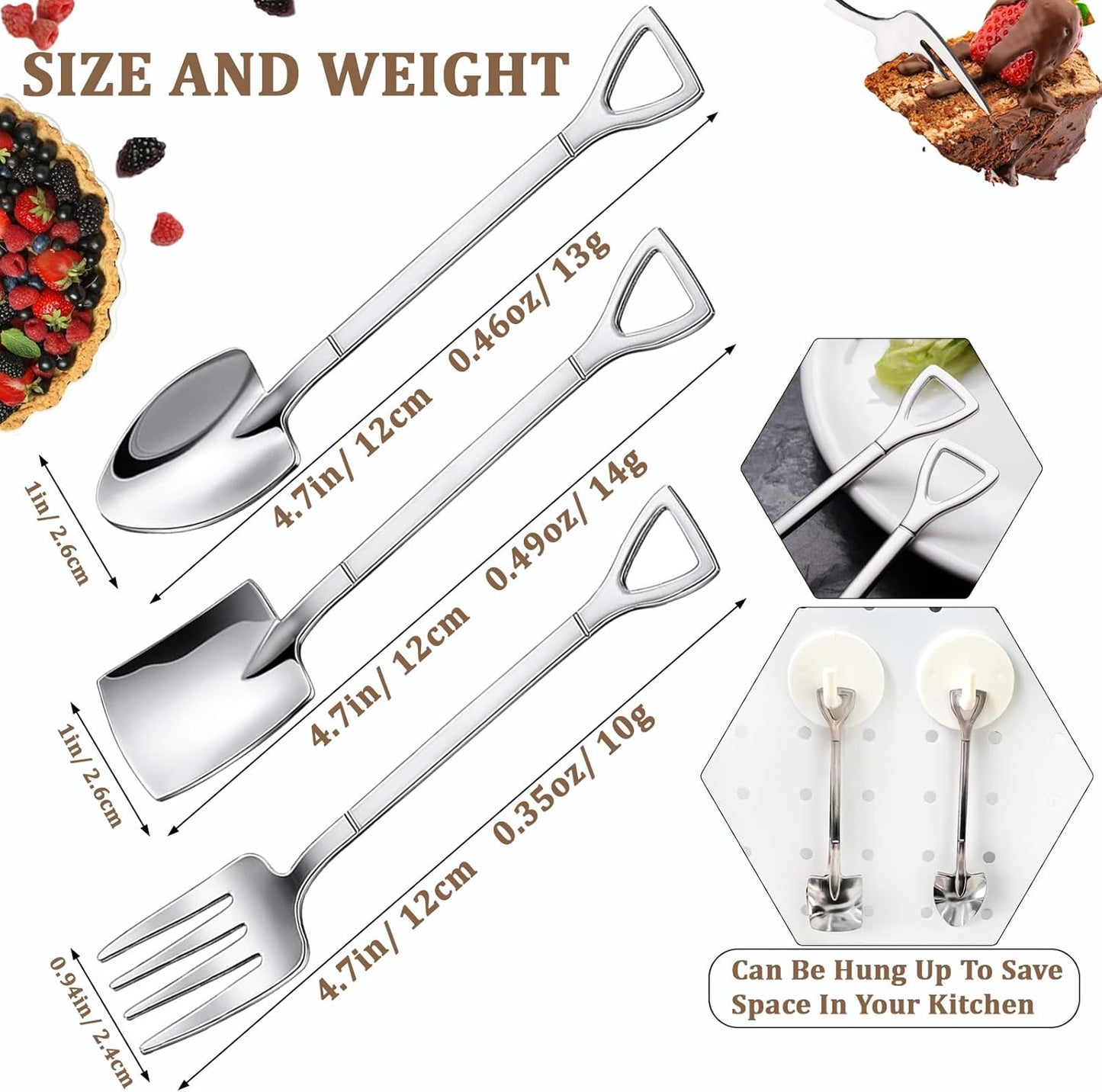 9 Cucharas Acero Inox para Postres Mini Palas Plateadas 4.8pulg