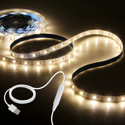 Tira luces LED 16.4pies blanco cálido 300LED regulable USB