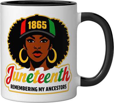 Taza Cerámica Juneteenth 1865 Orgullo Mujeres Negras Negro/Blanco