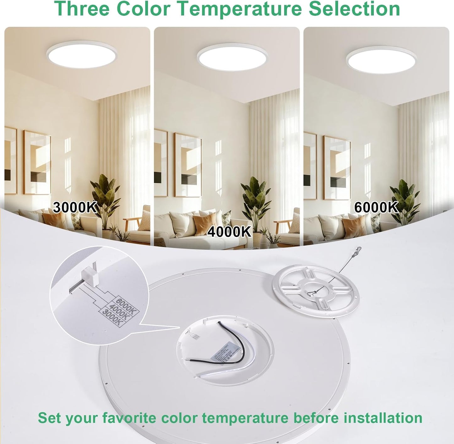 Lámpara LED techo empotrada 32W 3000-6000K dormitorio