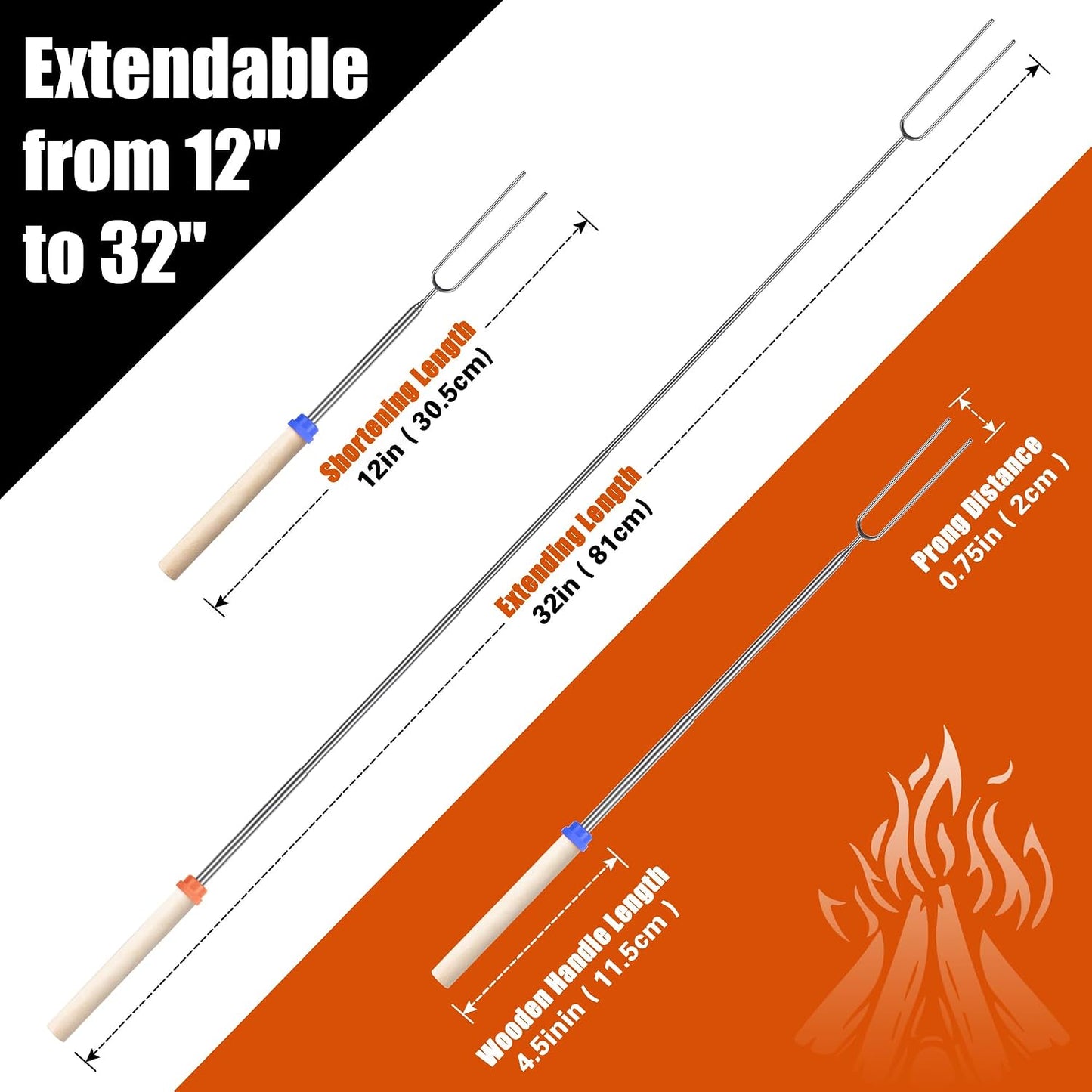 Varillas acero inox para asar malvaviscos 81cm