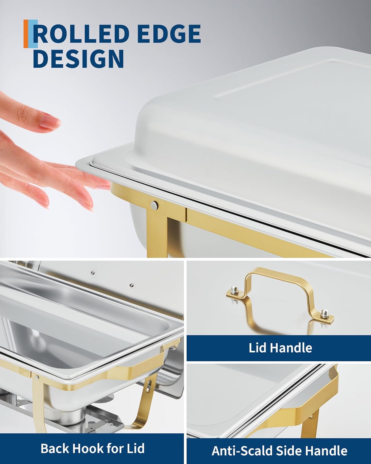 Set 4 Chafer Acero Inox 8qt para Catering