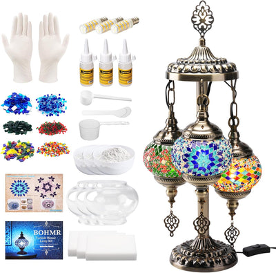 Kit lámpara mosaico turco 3 globos 23pulg vidrio