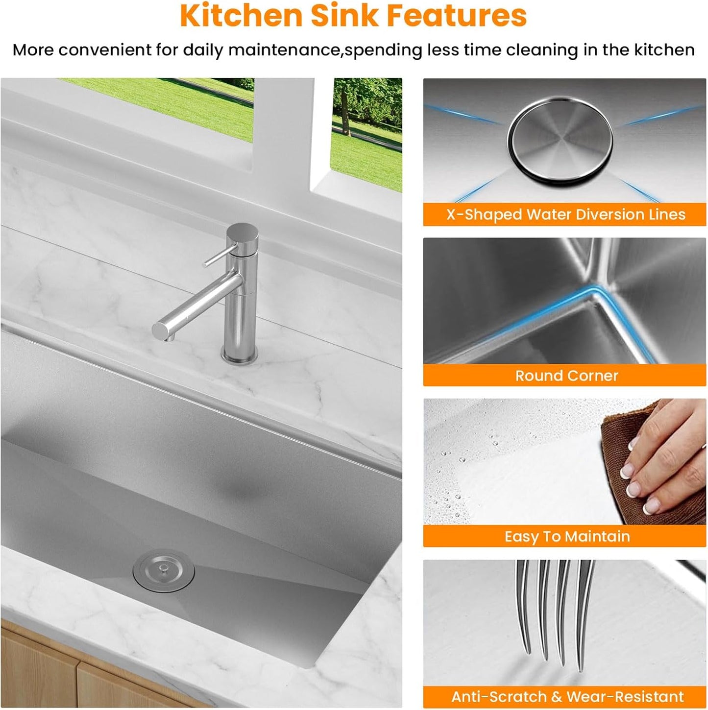 Fregadero cocina acero inox montaje inferior tazón 16