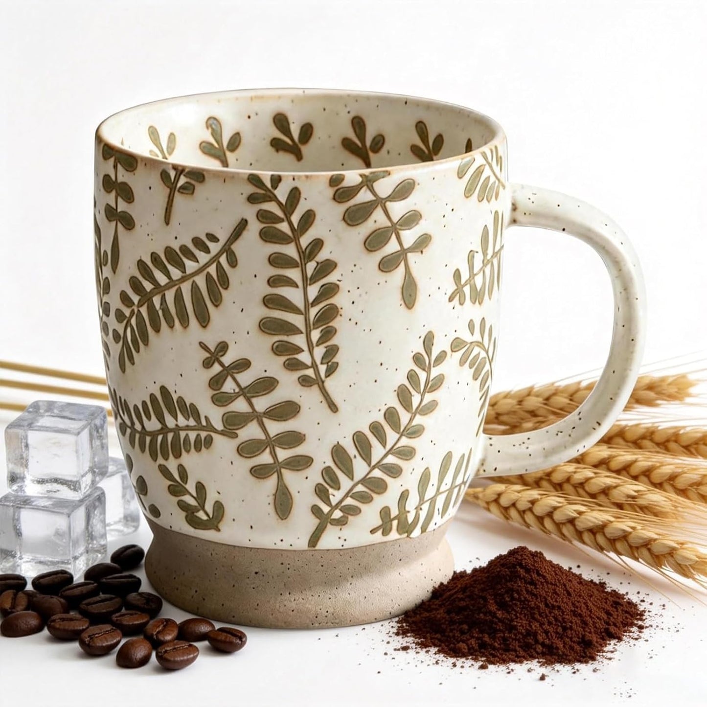 Taza de café de cerámica rústica con mango cómodo
