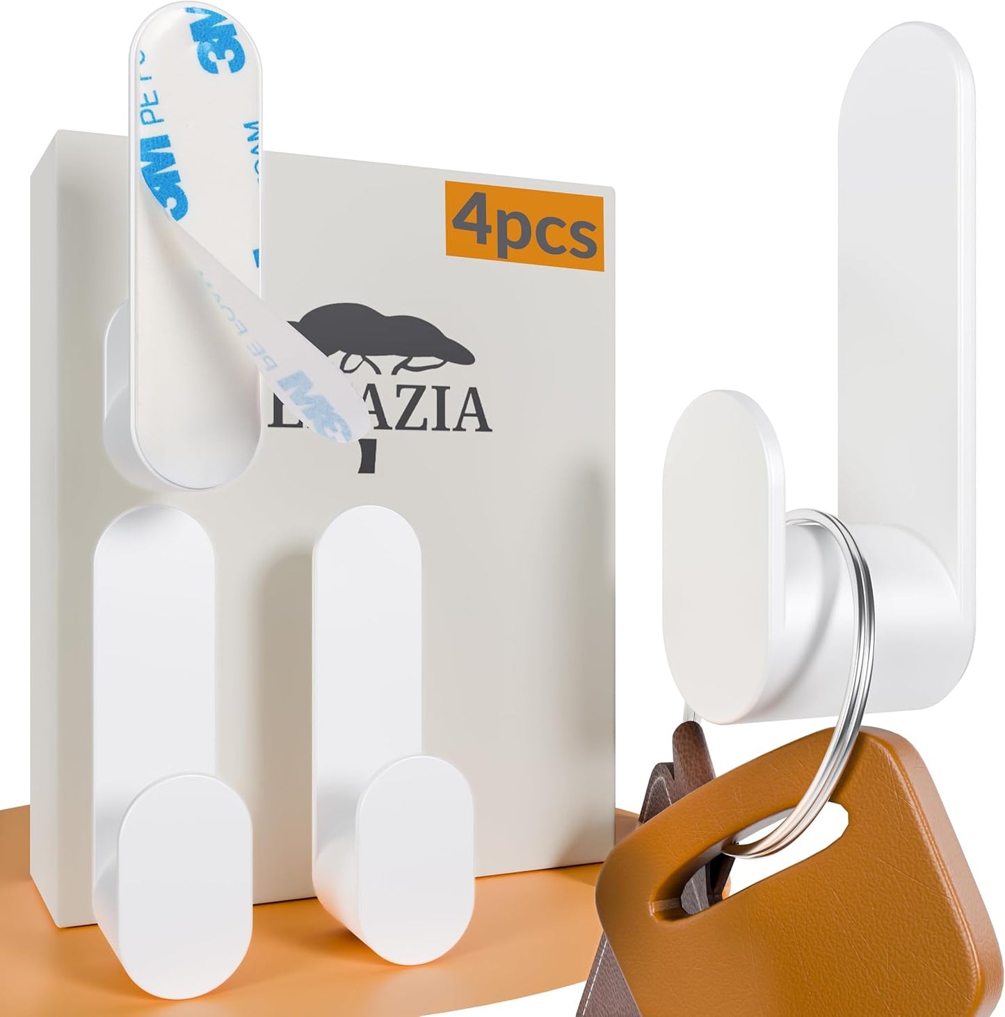 4 Pzas Ganchos Adhesivos Blancos para Baño Cocina