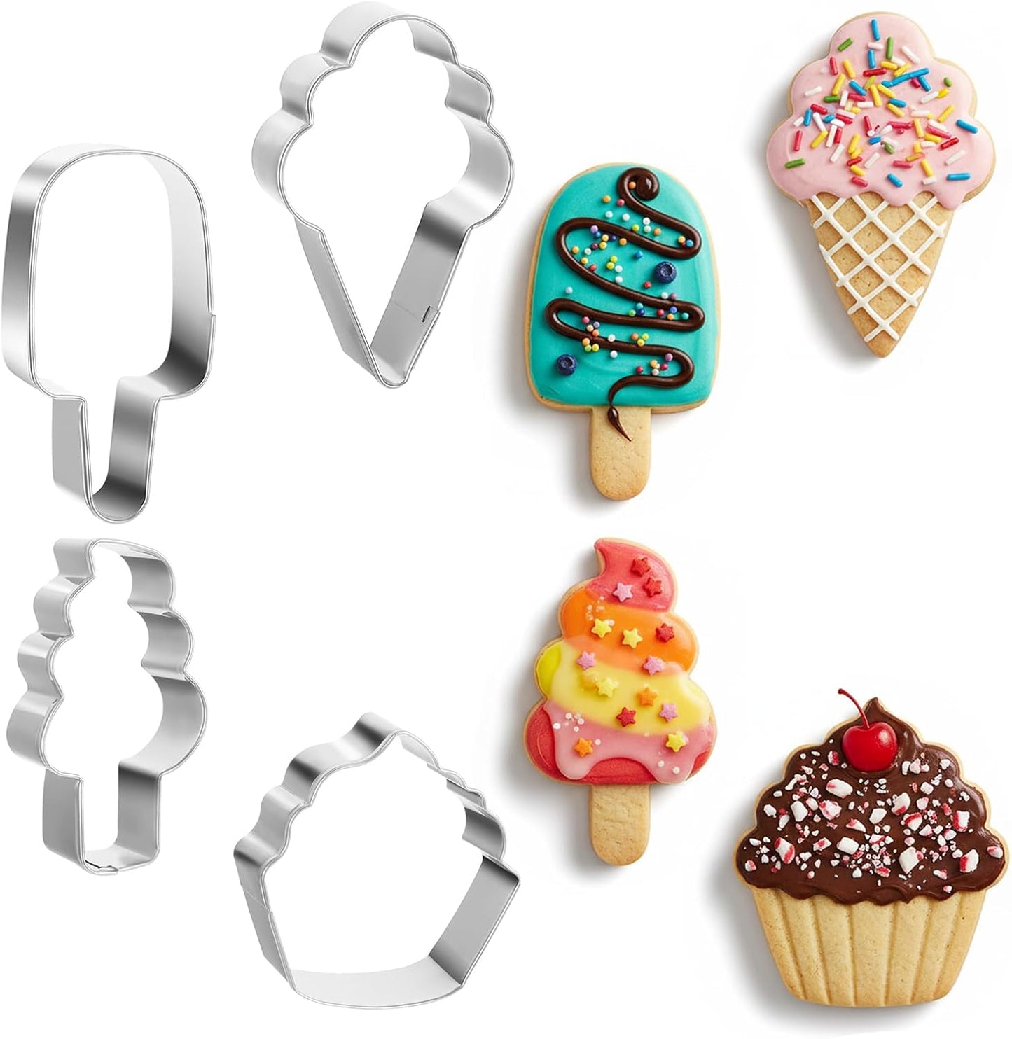 4 Cortadores Galletas Helado Acero Inox Clásico