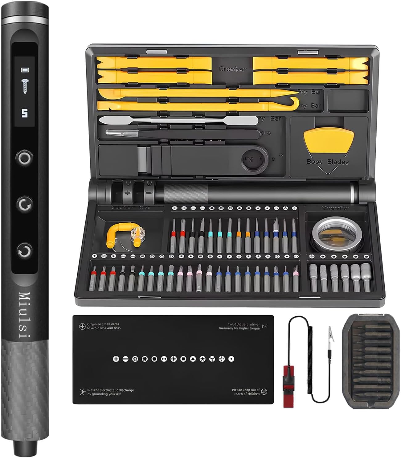 Mini set destornilladores eléctricos 81 en 1 con luz LED