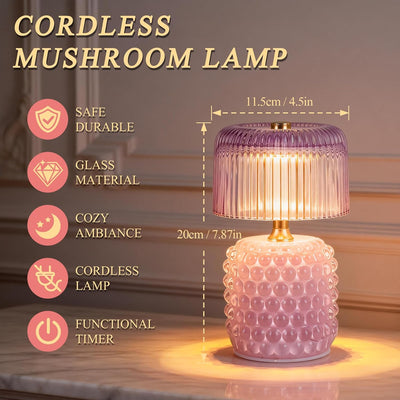 Lámpara mesa cristal inalámbrica con temporizador decoración hogar