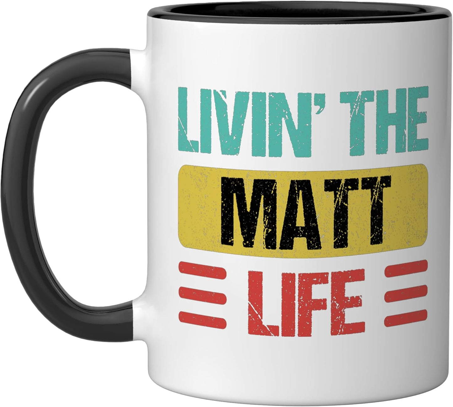 Taza cerámica Matt Name negra/blanca