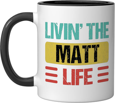Taza cerámica Matt Name negra/blanca
