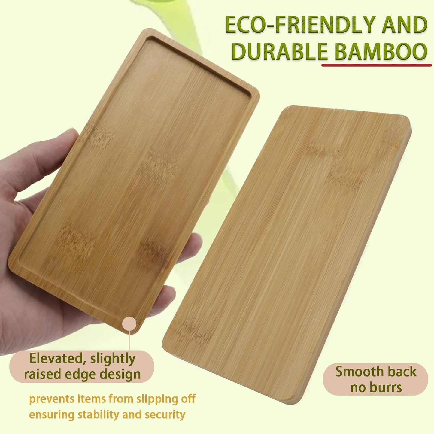 2 Bandejas Bambú 6.9x3.5pulg para Plantas Interiores
