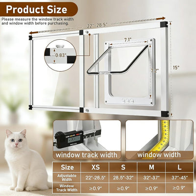 Puerta gato vidrio ajustable 22-28.5pulg aluminio cierre magnético