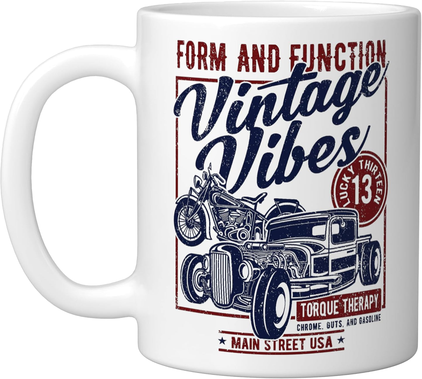 Taza cerámica estilo motocicleta Hotrod Main Street USA vintage