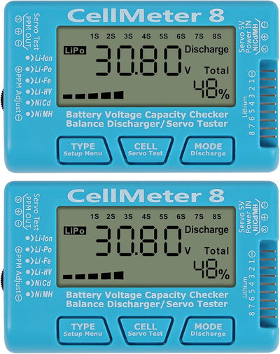 Comprobador digital capacidad batería 8 unidades LCD LiPo Li-ion