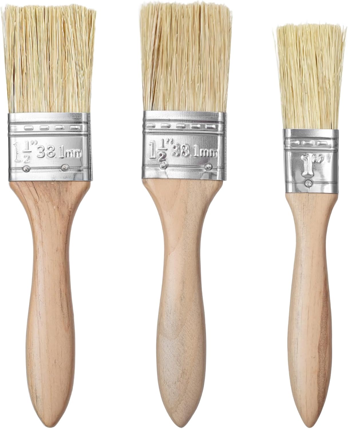 3 Cepillos Pastelería Cerdas Jabalí Mango Madera 1 1/2pulg