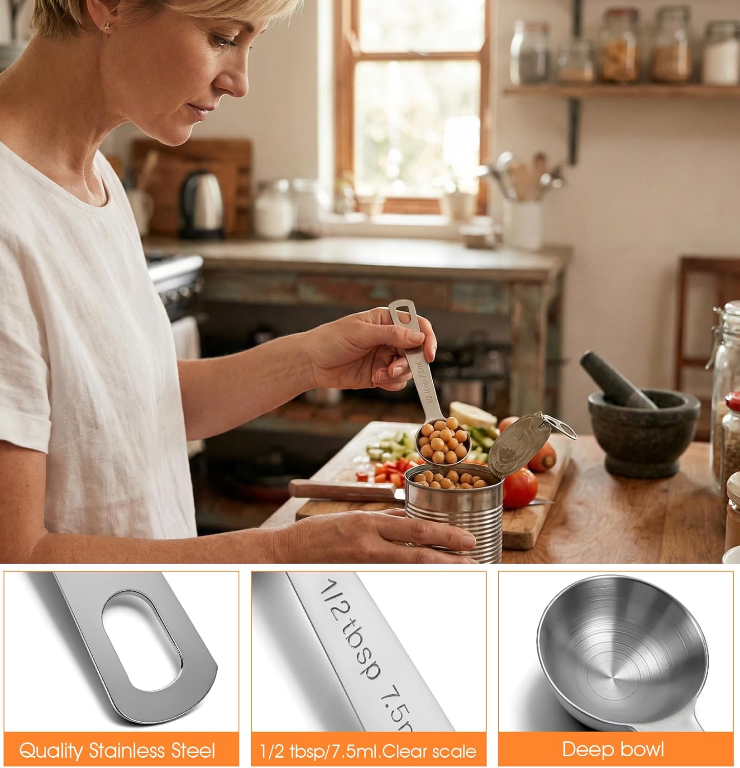 Cuchara medidora de acero inoxidable 0.3 fl oz para hornear y cocinar