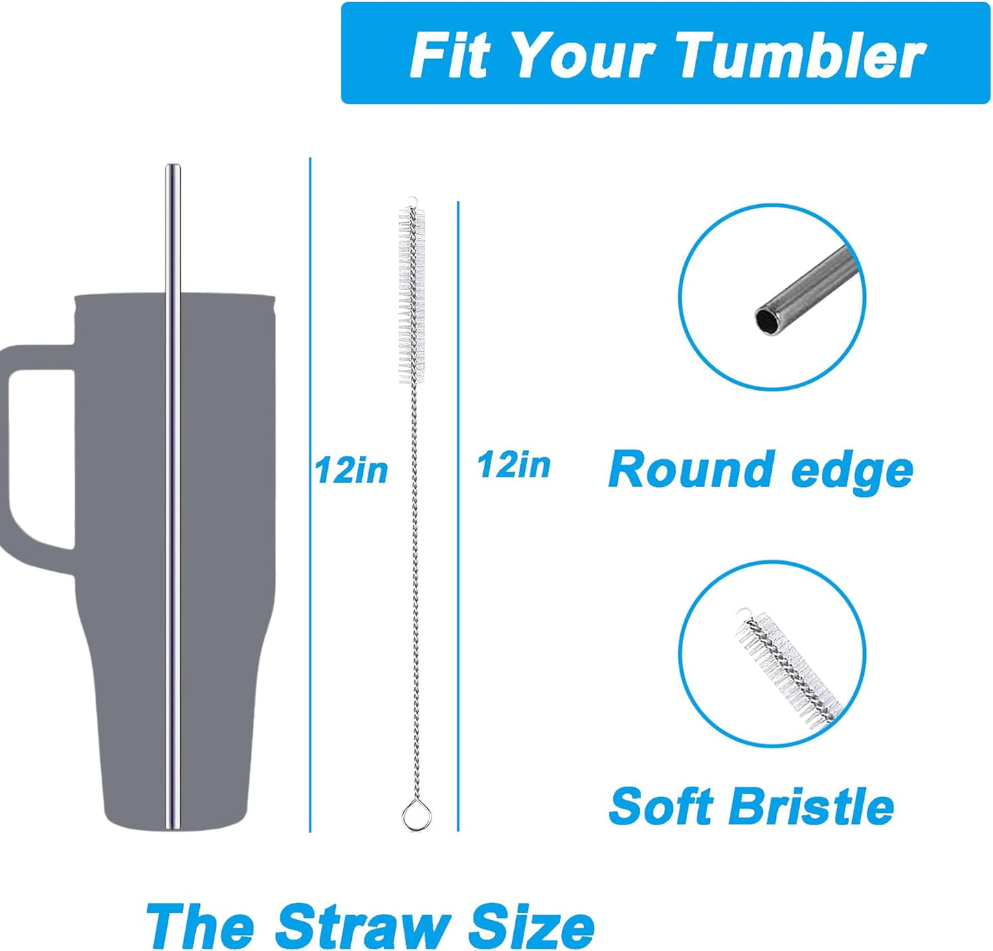 Pajitas de metal reutilizables compatibles con vaso IRON FLASK 30-40 oz, 4 piezas