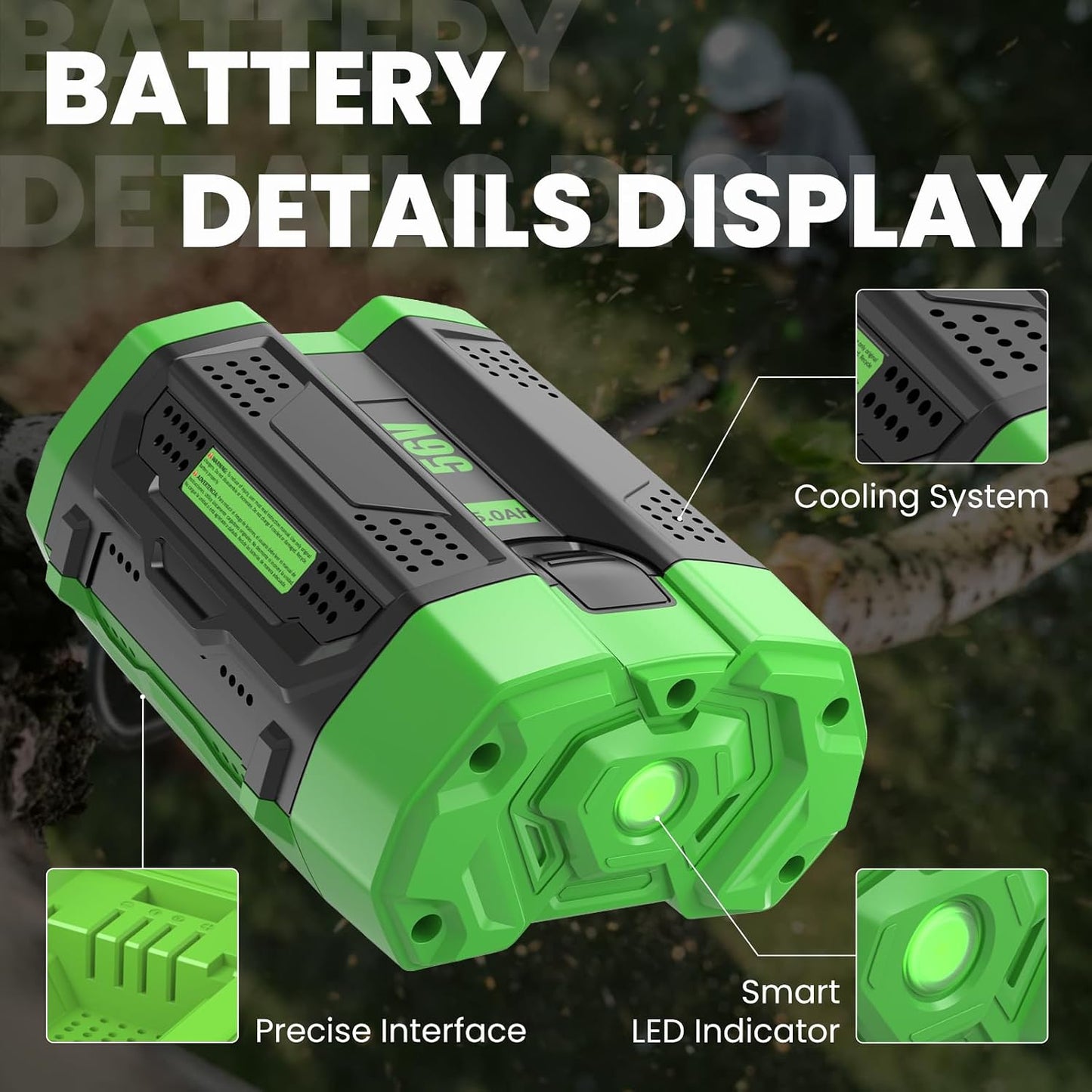 2 Pack Repuesto Batería EGO 56V 5.0Ah 5000mAh