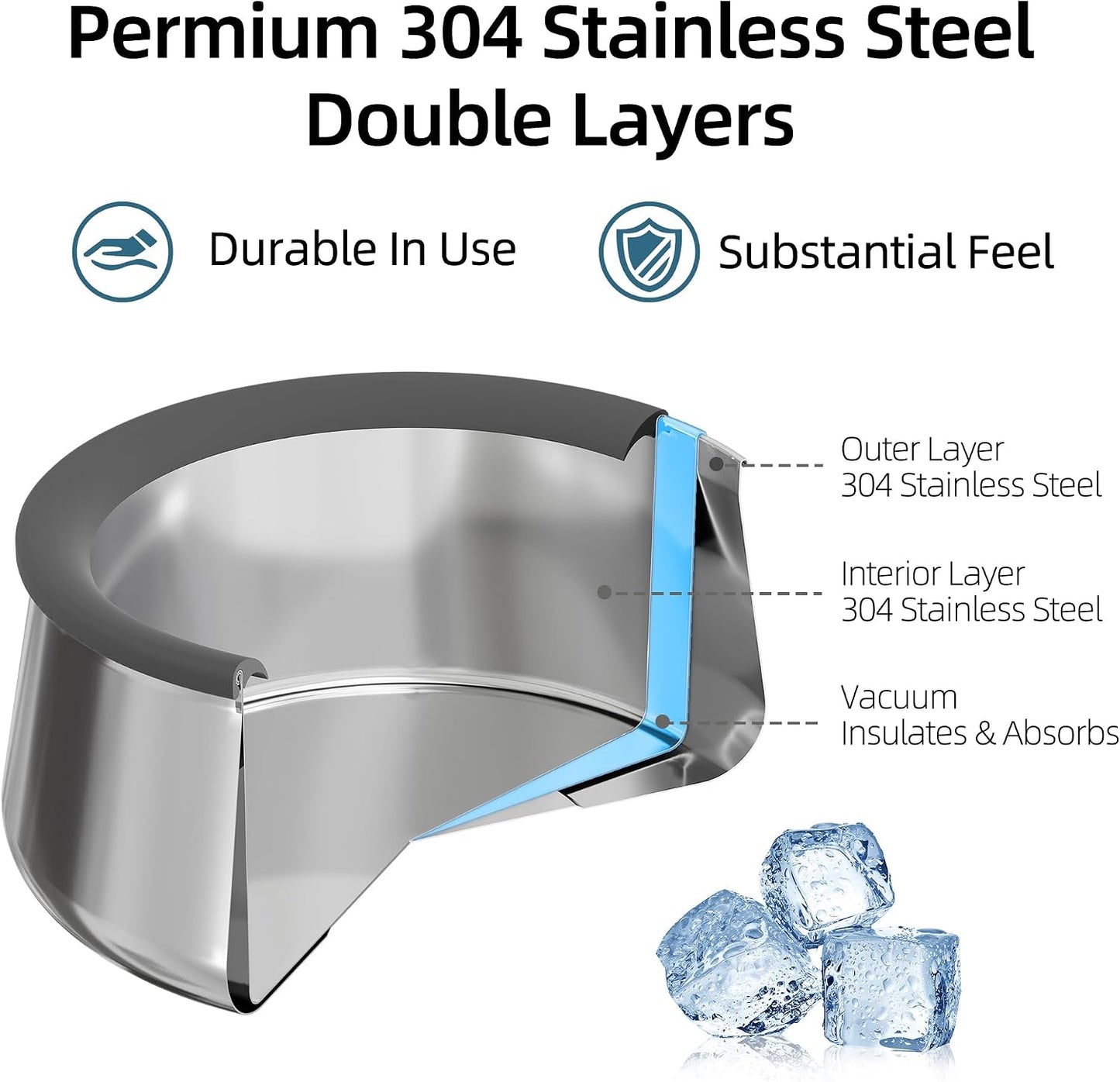 Cuenco agua perro 3L acero inox doble pared flotador