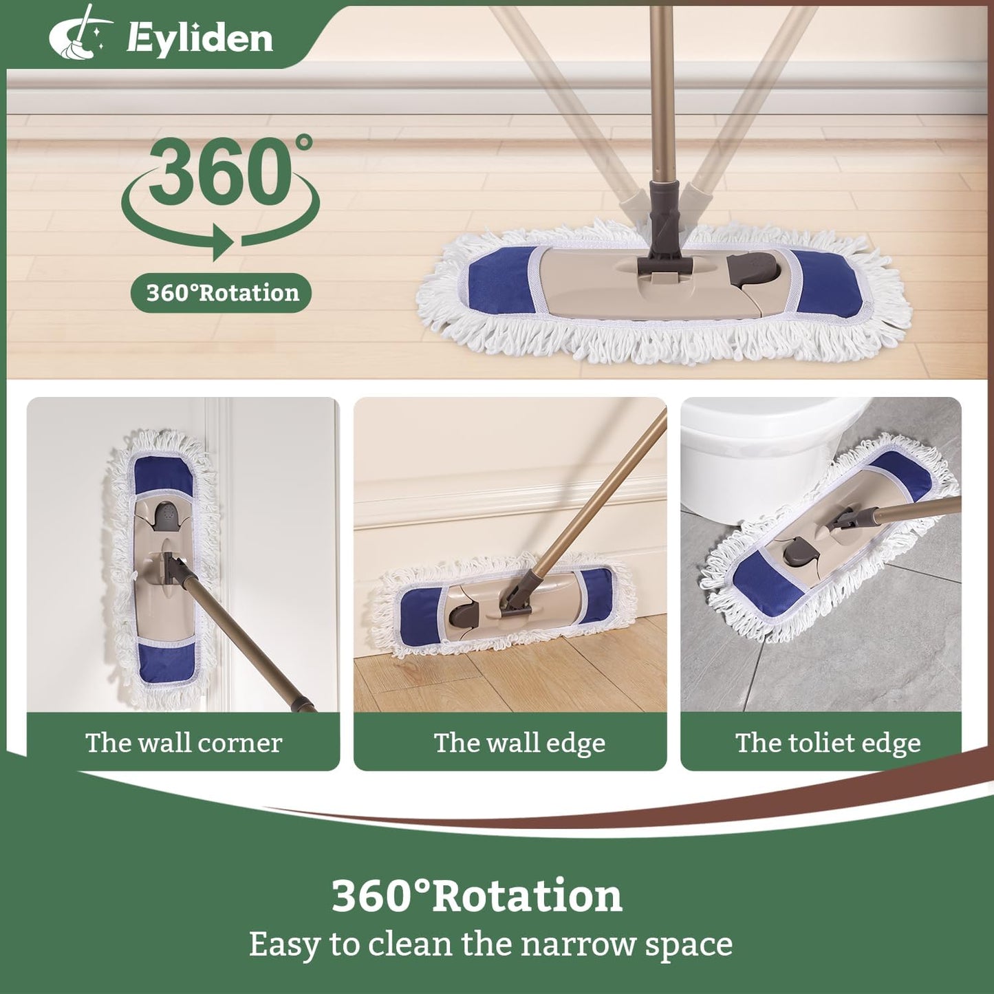 Trapeador polvo con paños lavables ajustable 2 pzas