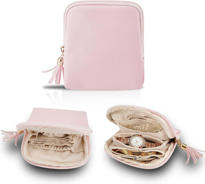 Estuche joyas viaje con cremallera terciopelo organizador