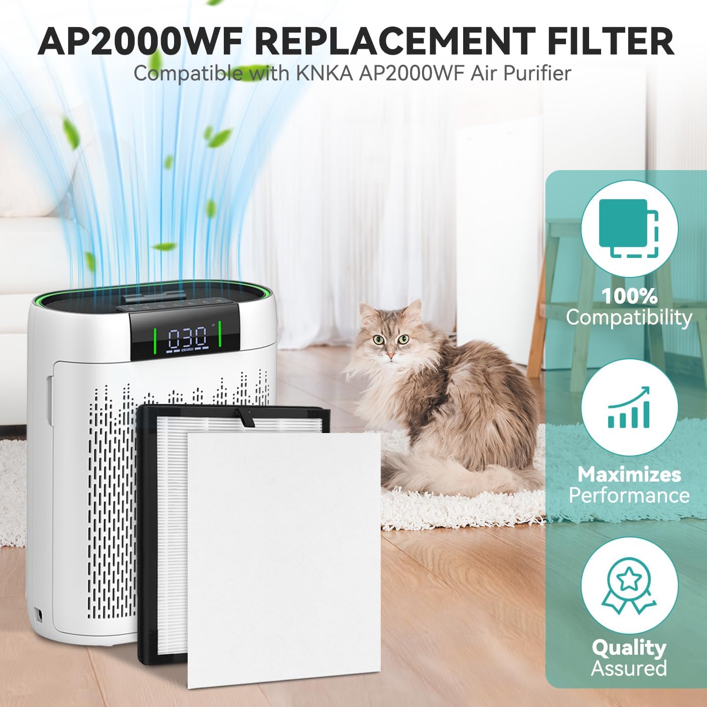 Filtro aire AP2000WF compatible purificador 2 en 1 carbón activado