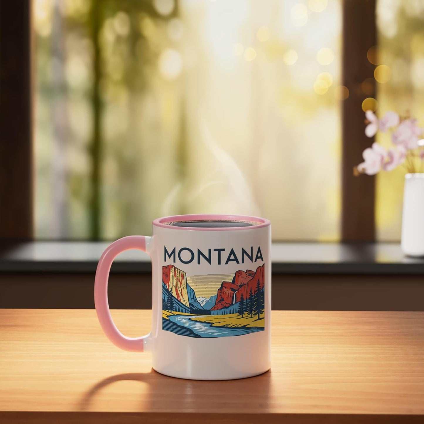 Taza Cerámica Montana Rosa/Blanca