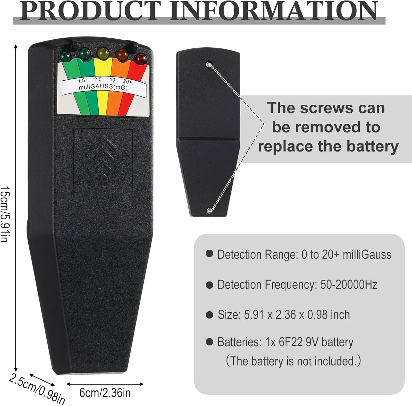 Pack 2 Detectores EMF 5 LED para Hogar Oficina Exteriores