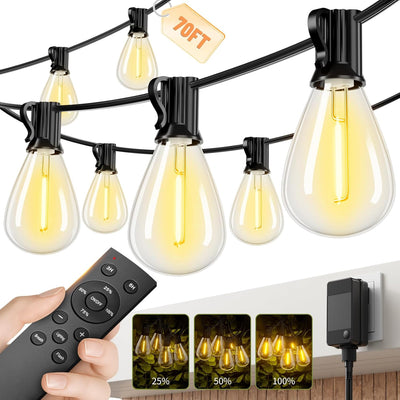 Tira luces LED exteriores 70ft control remoto 241 bombillas S11