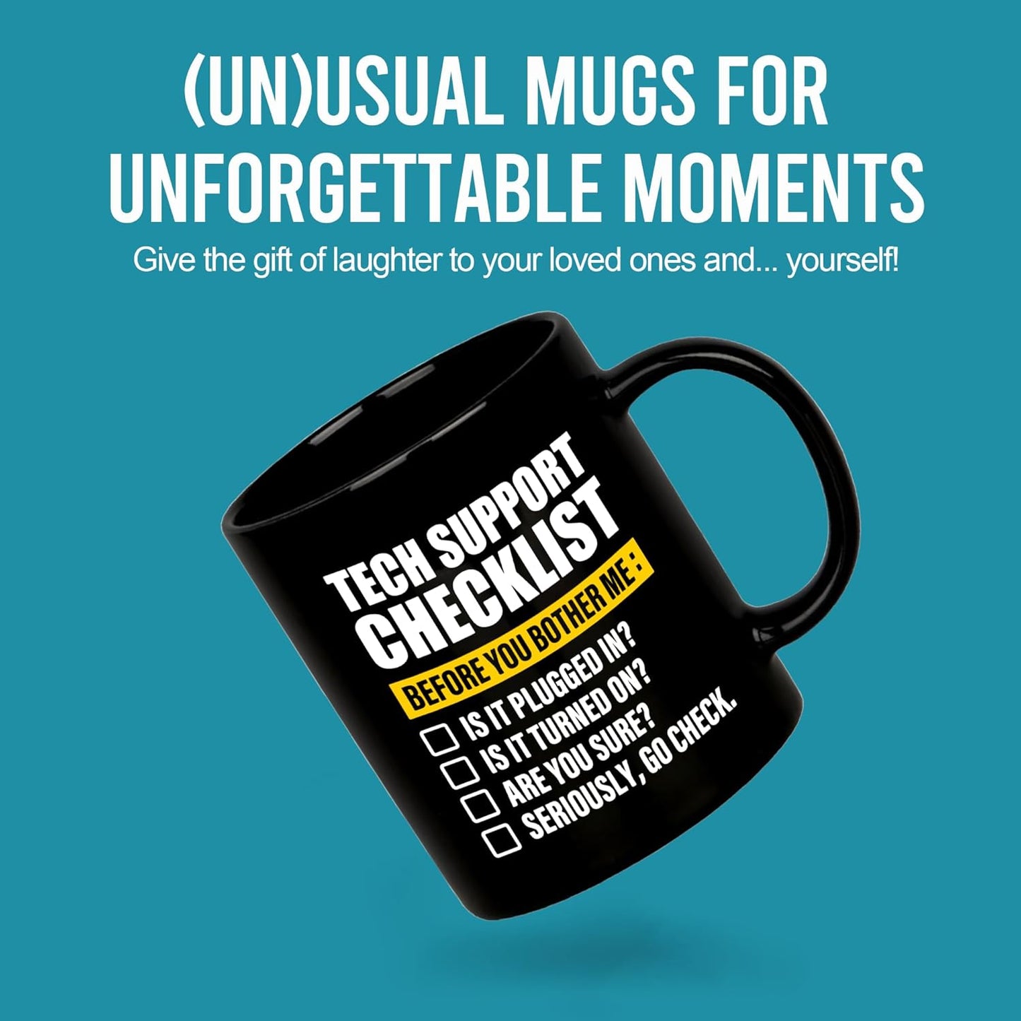 Taza de cerámica Panvola Tech Support Checklist Soporte técnico negro