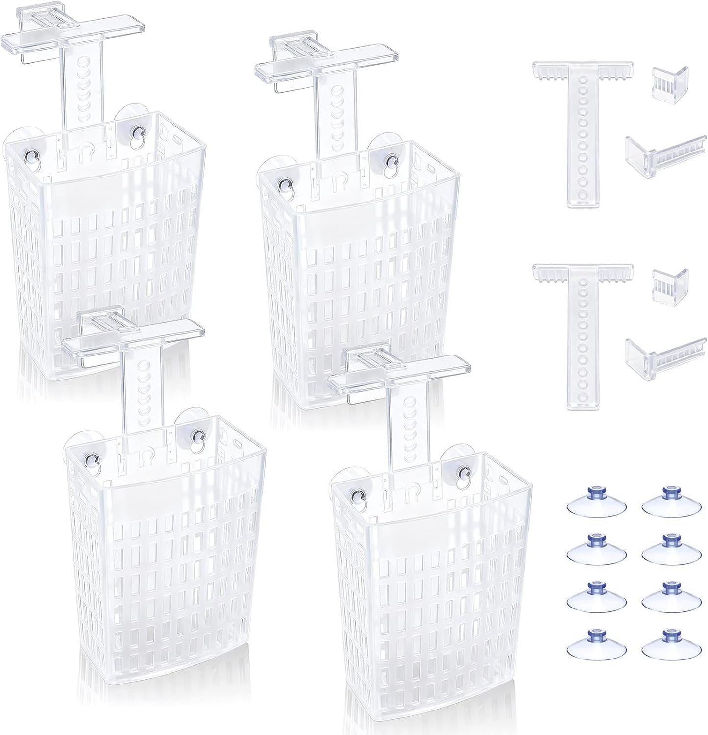 4 Soportes Plantas Acuario Ajustables con Ventosas y Ganchos