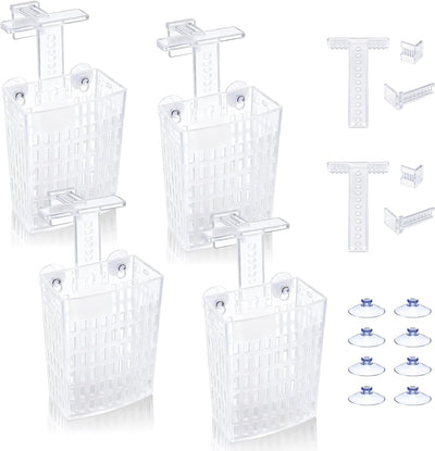 4 Soportes Plantas Acuario Ajustables con Ventosas y Ganchos