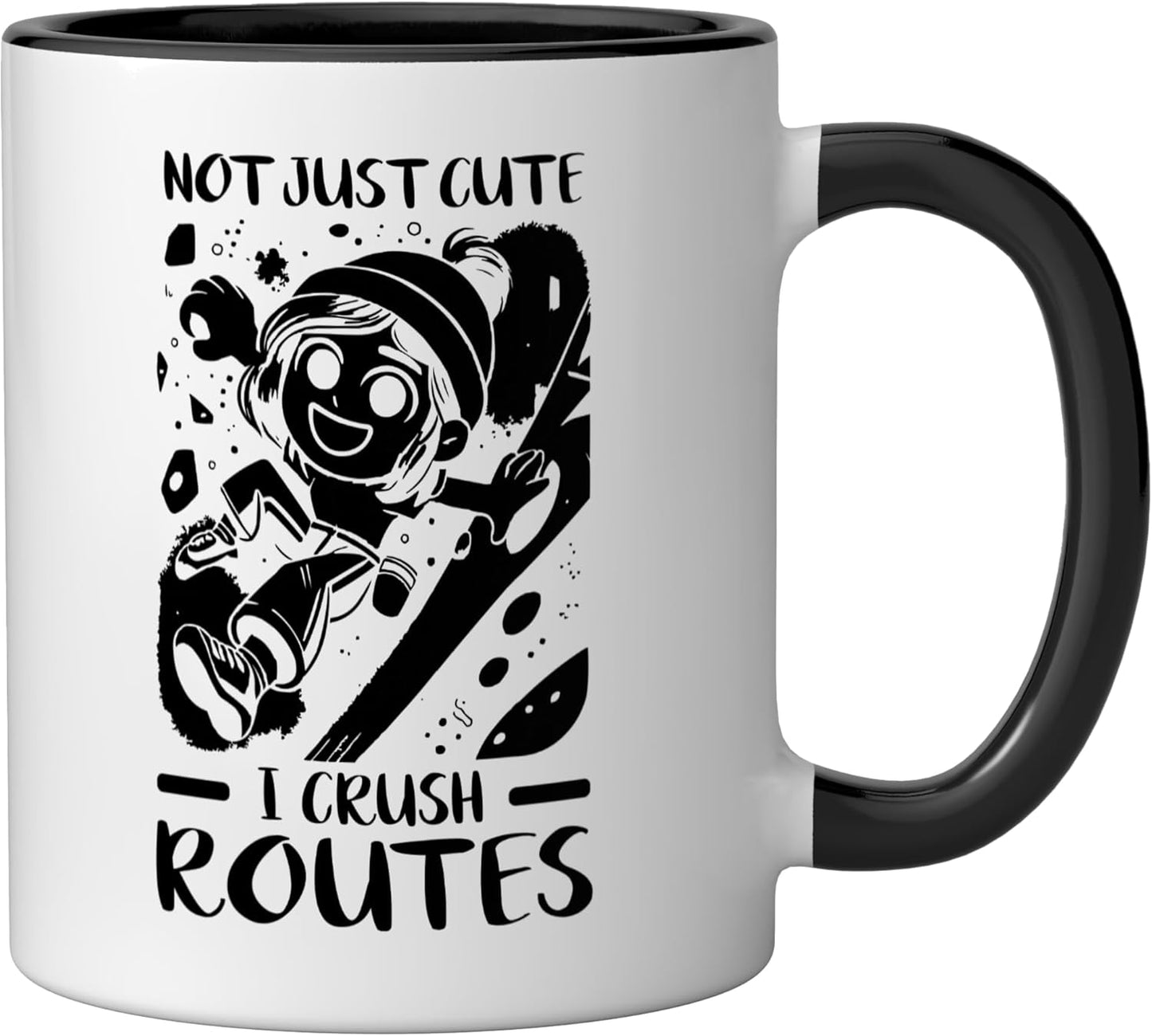 Taza Cerámica para Escalada en Rocas Negro/Blanco