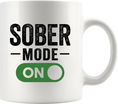 Vaso de café de cerámica para recuperación sobria, 11 oz, color blanco