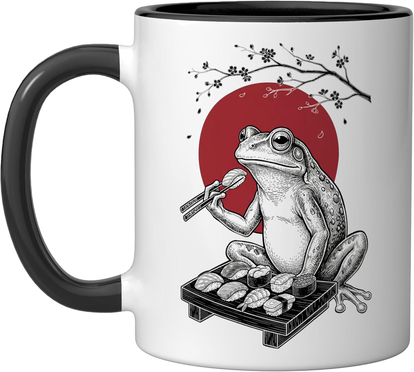 Taza cerámica kawaii Frog Sushi Anime vintage para amantes del sushi japonés
