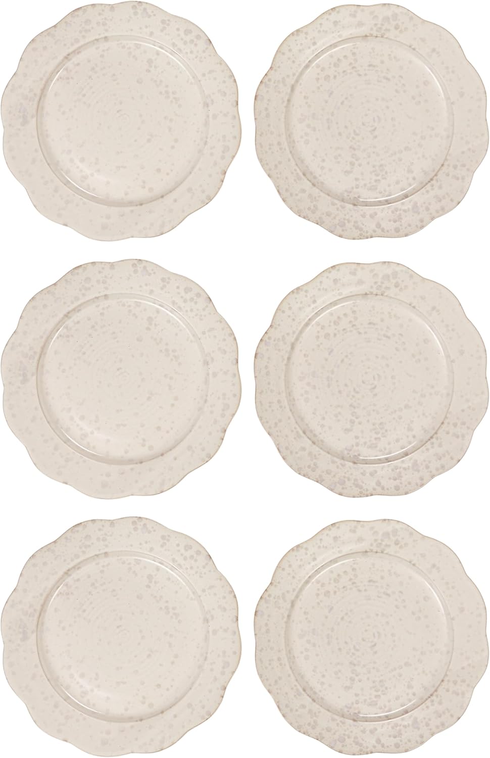 Platos redondos de gres festoneados moteados blancos