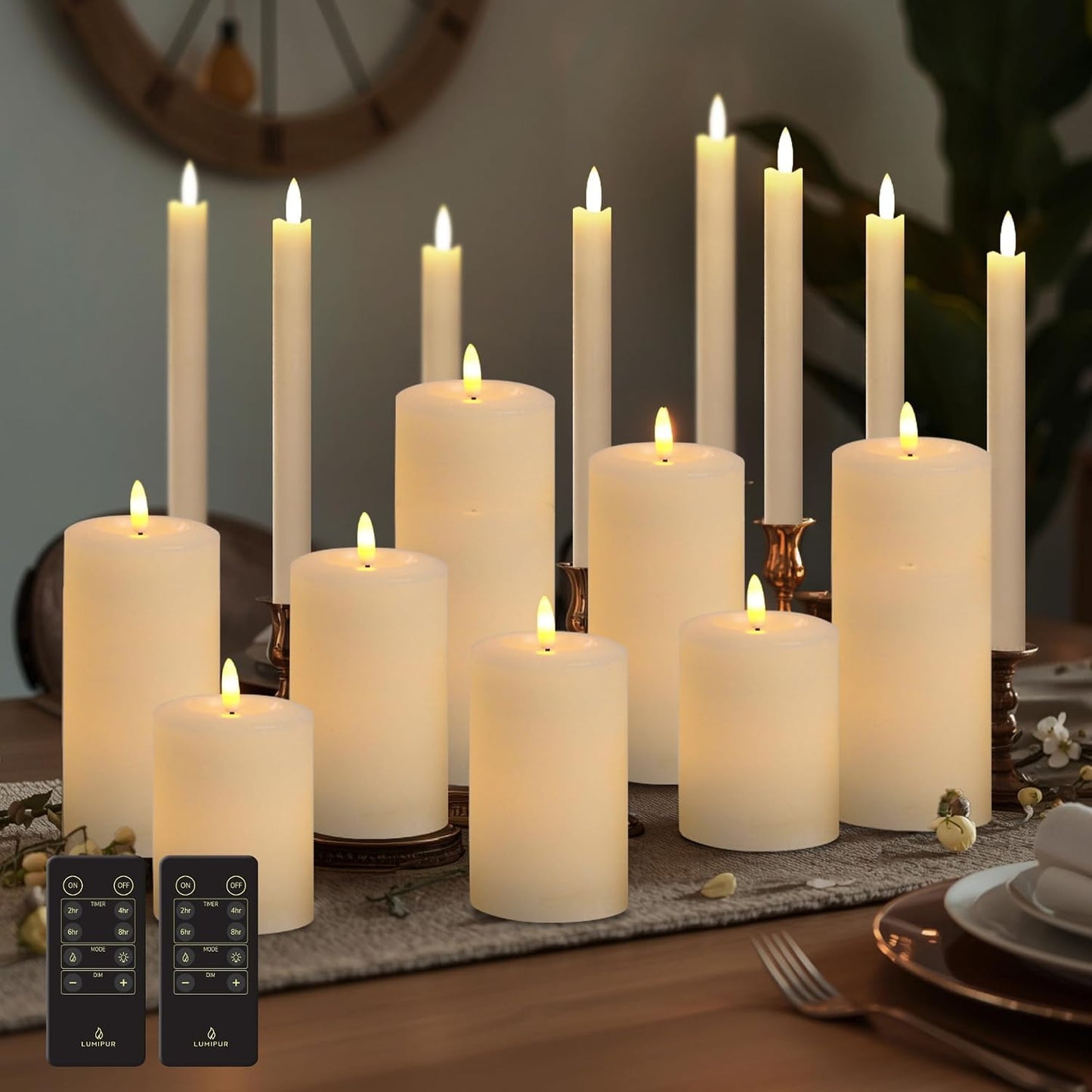 Juego 18 velas LED parpadeantes sin llama 3-7pulg